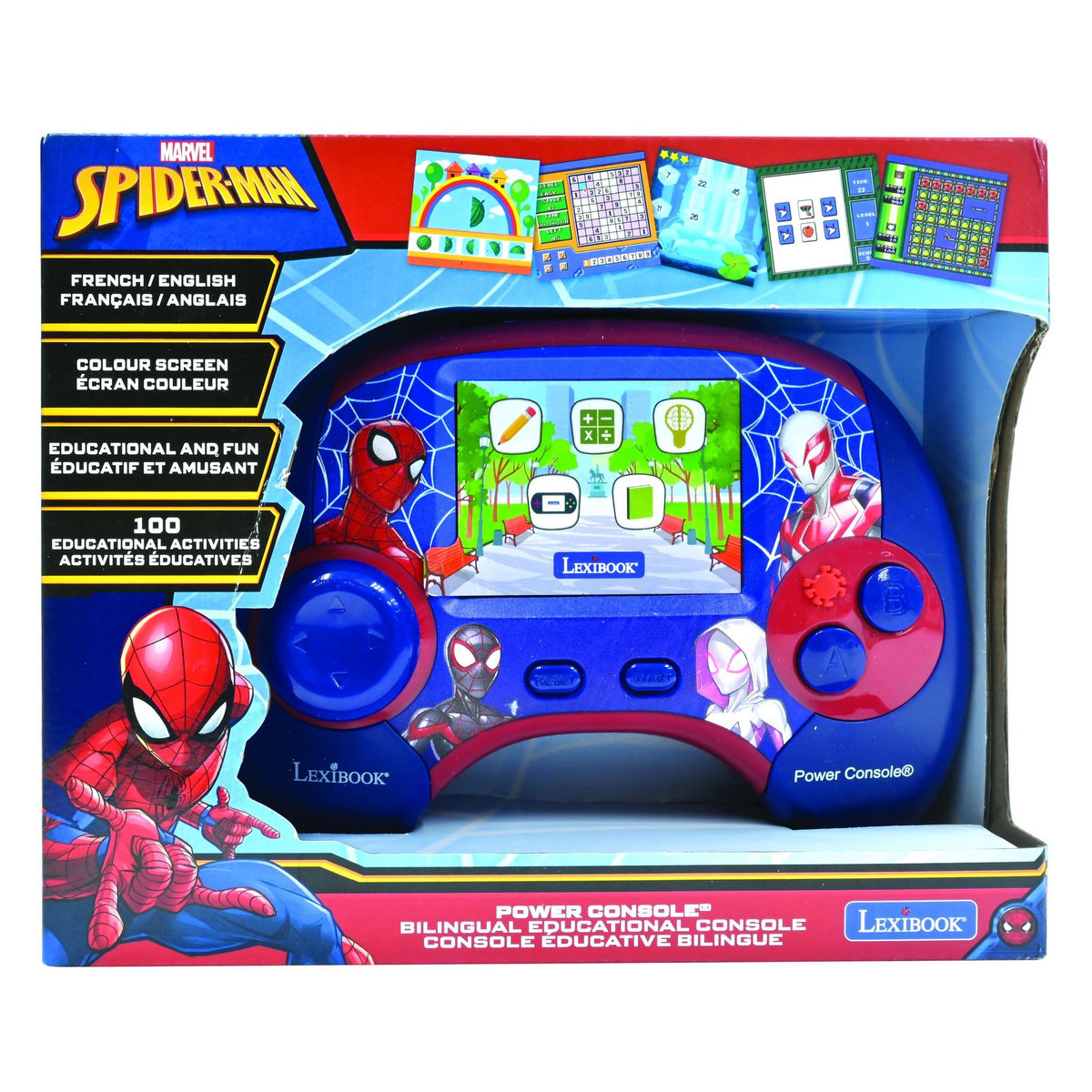 Lexibook Power Console Spiderman de jeux éducative bilingue en français et anglais