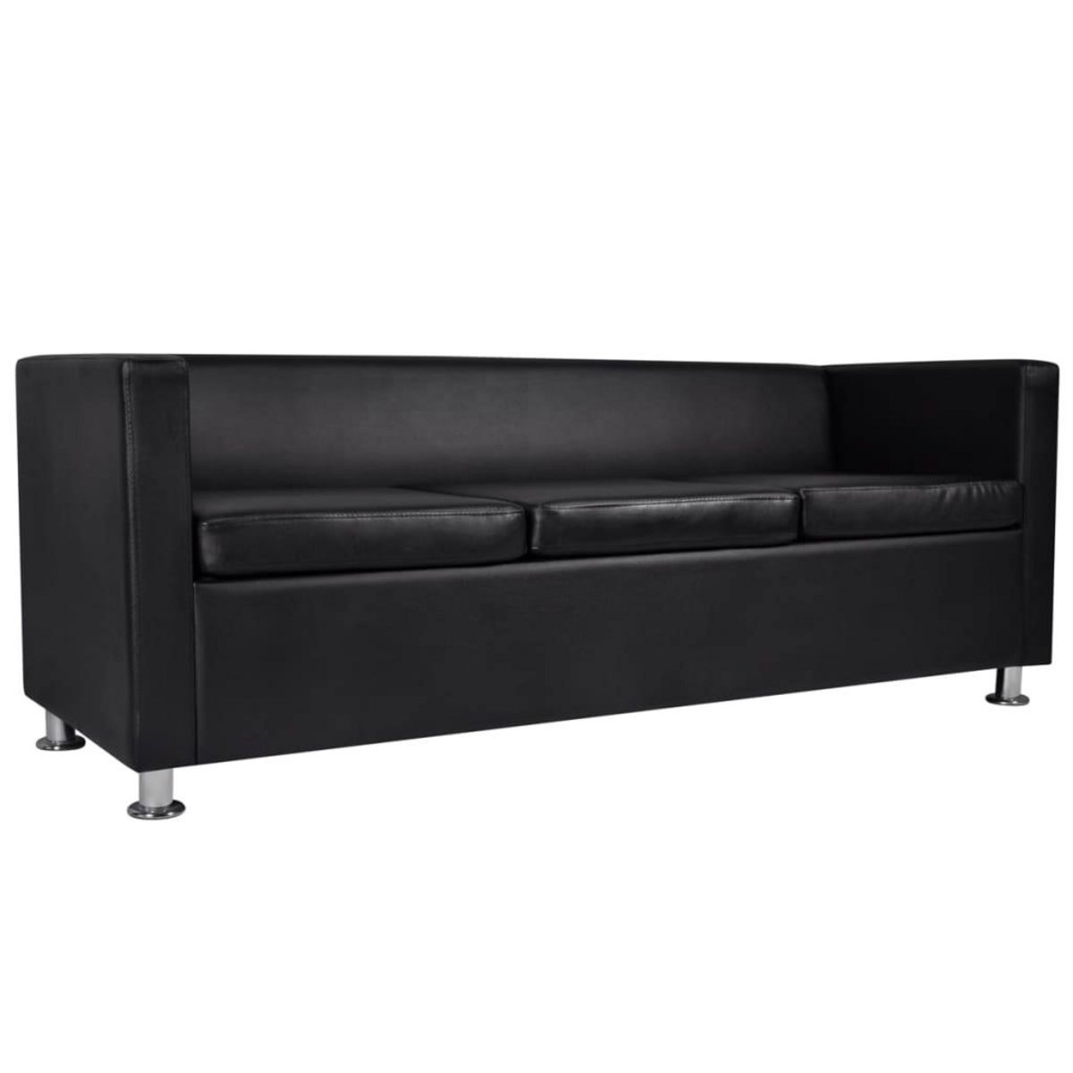 VIDAXL Jeu de canape a 2 places et a 3 places et fauteuil Noir