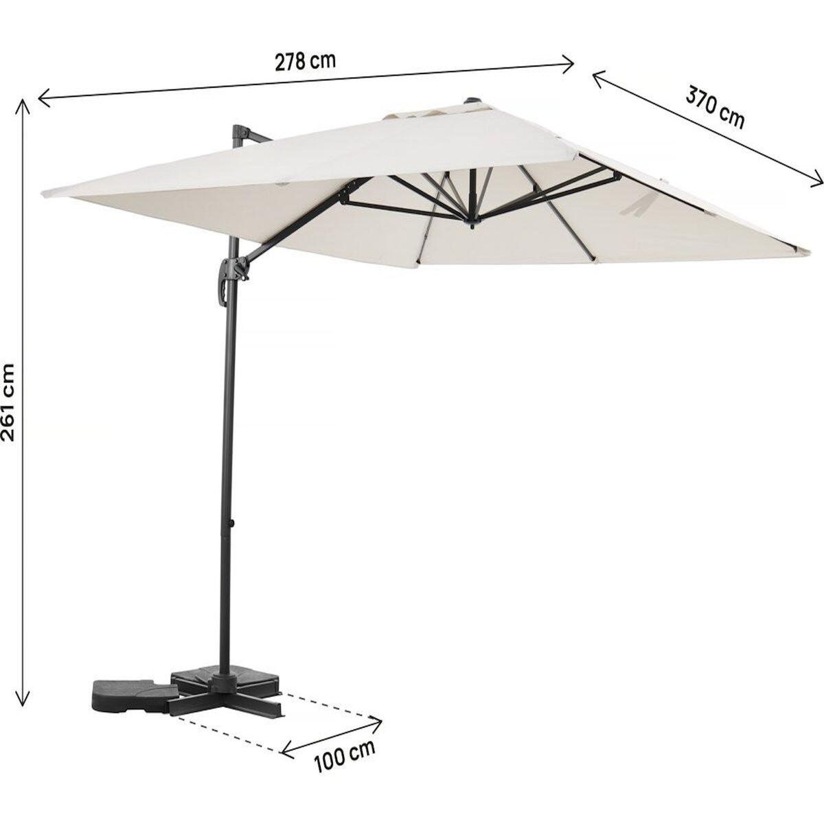 Habitat et Jardin Parasol jardin déporté en aluminium  Sky 4  - 3 x 4 m - Ecru