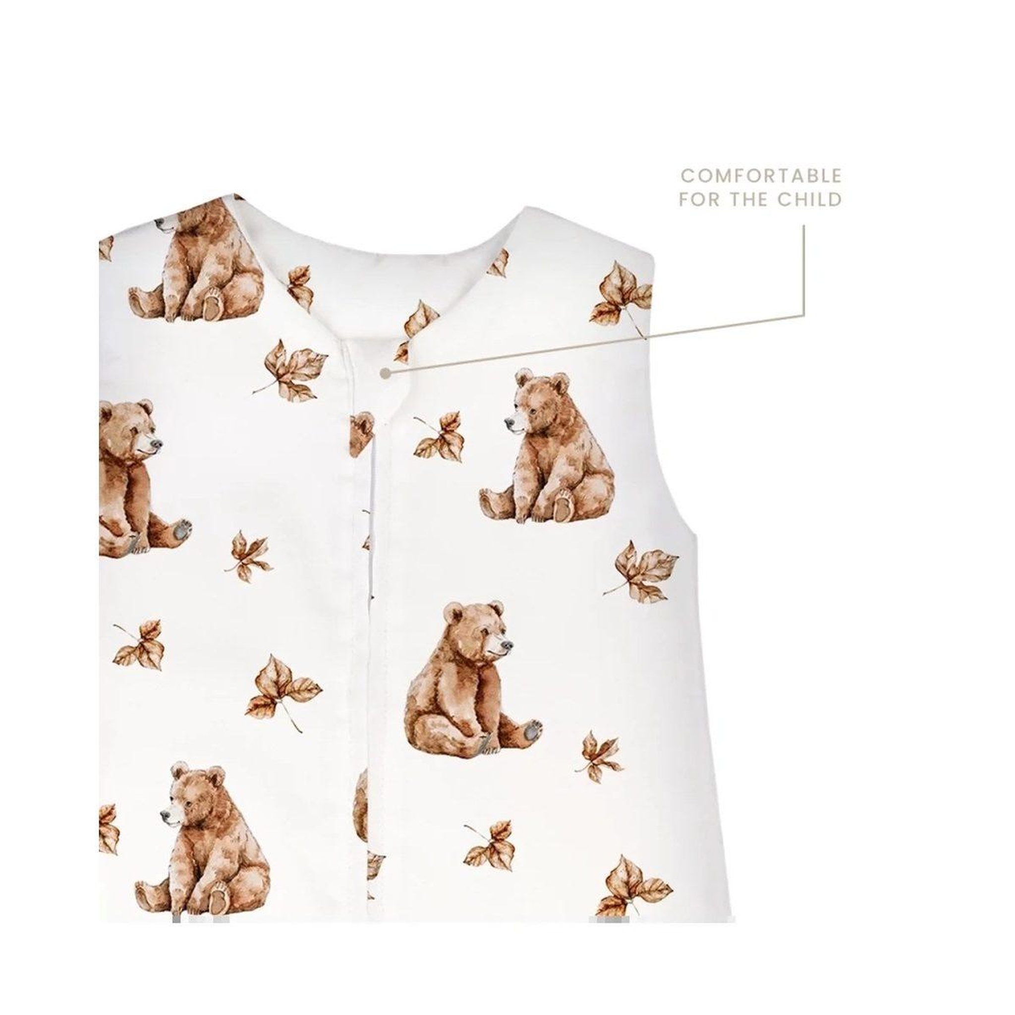 Voir la diapositive 4 : WALDIN Gigoteuse à jambes en coton 2,5 TOG - taille S (1-2 ans) - motif oursons, blanc
