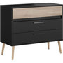Voir la diapositive 1 : PARISOT Commode - AALBORG - 3 tiroirs - Décor Noir et chene - Style Scandinave - L90,8 x P39,9 x H77,5 cm - PARISOT