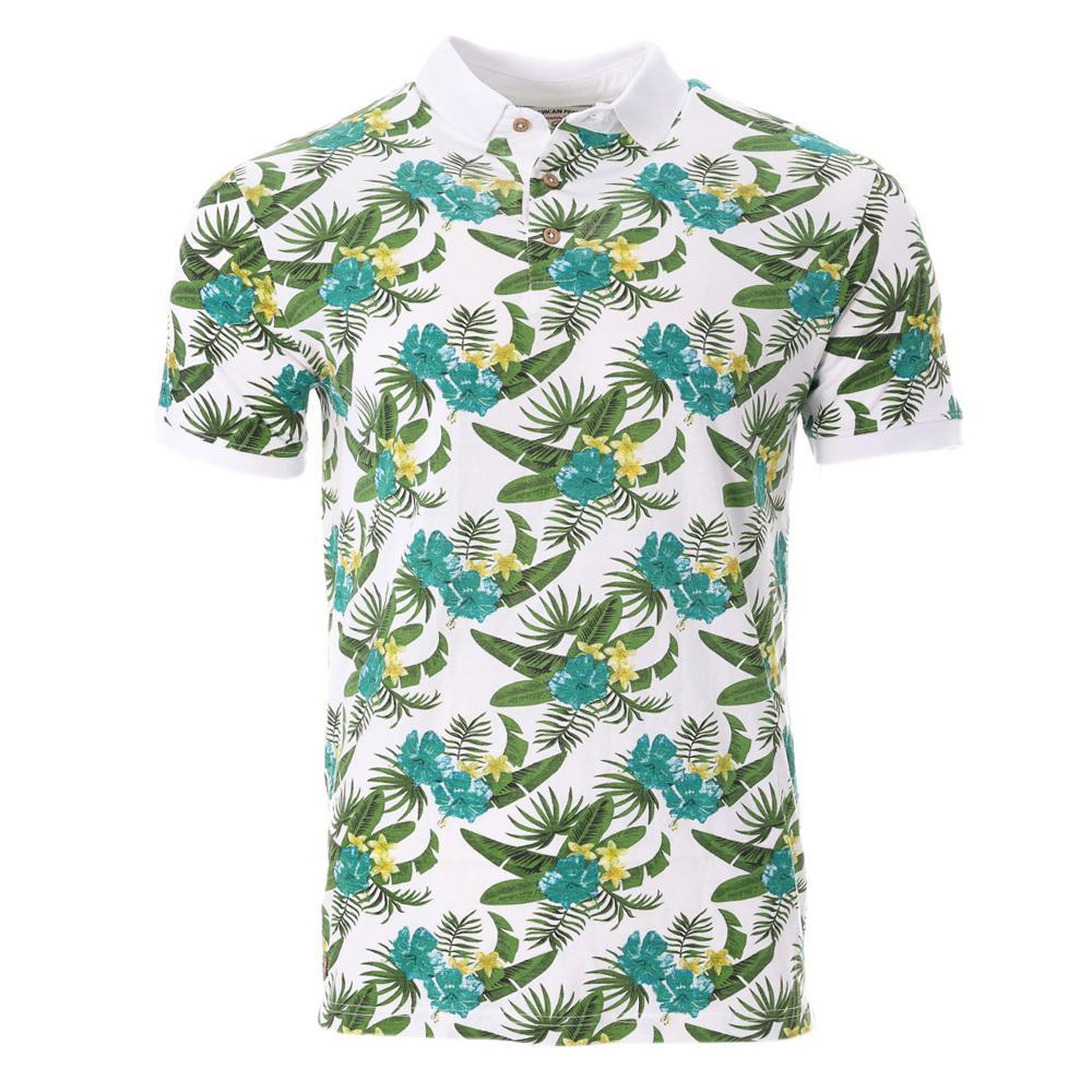 AMERICAN PEOPLE Polo /Blanc à Motifs Homme American People Paladin. Coloris disponibles : Vert