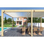 Voir la diapositive 8 : Pergola Bioclimatique autoportée 3x6 m - Aluminium - Effet  bois naturel/blanc -  VS OmBREA®