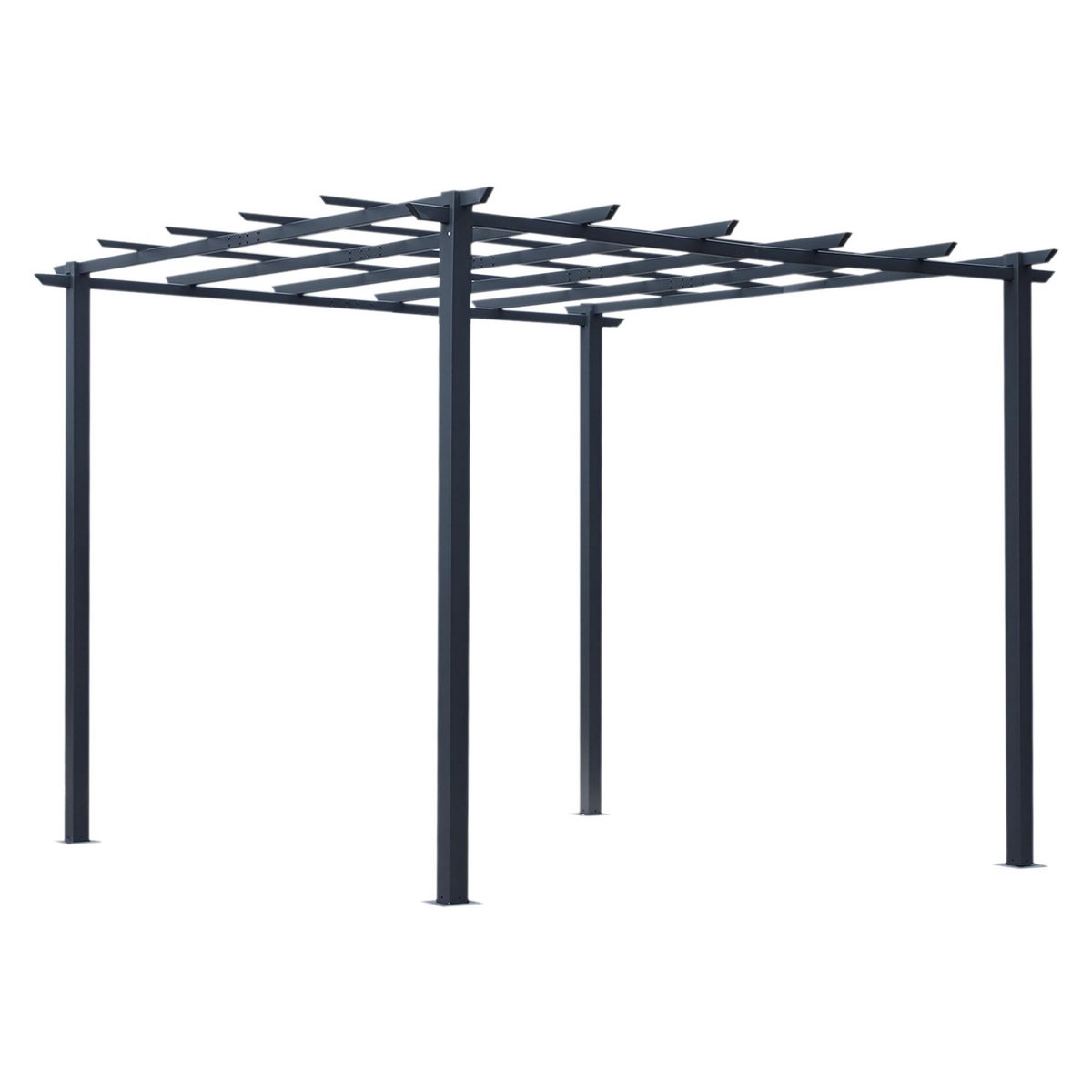 OUTSUNNY Pergola autoportante style contemporain - toit terrasse à décorer - dim. 3L x 3l x 2,3H m - métal époxy anticorrosion noir