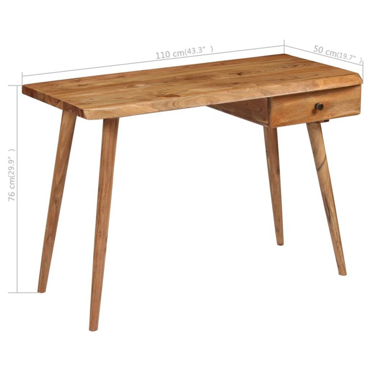 VIDAXL Table a ecrire Bois d'acacia massif 110 x 50 x 76 cm