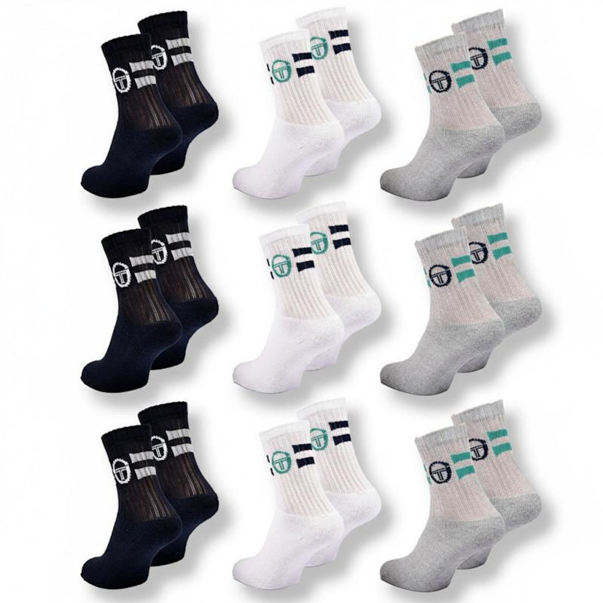 SERGIO TACCHINI Sergio Tacchini Pack de Chaussettes enfant Tennis Crew Lot de 9 Paires