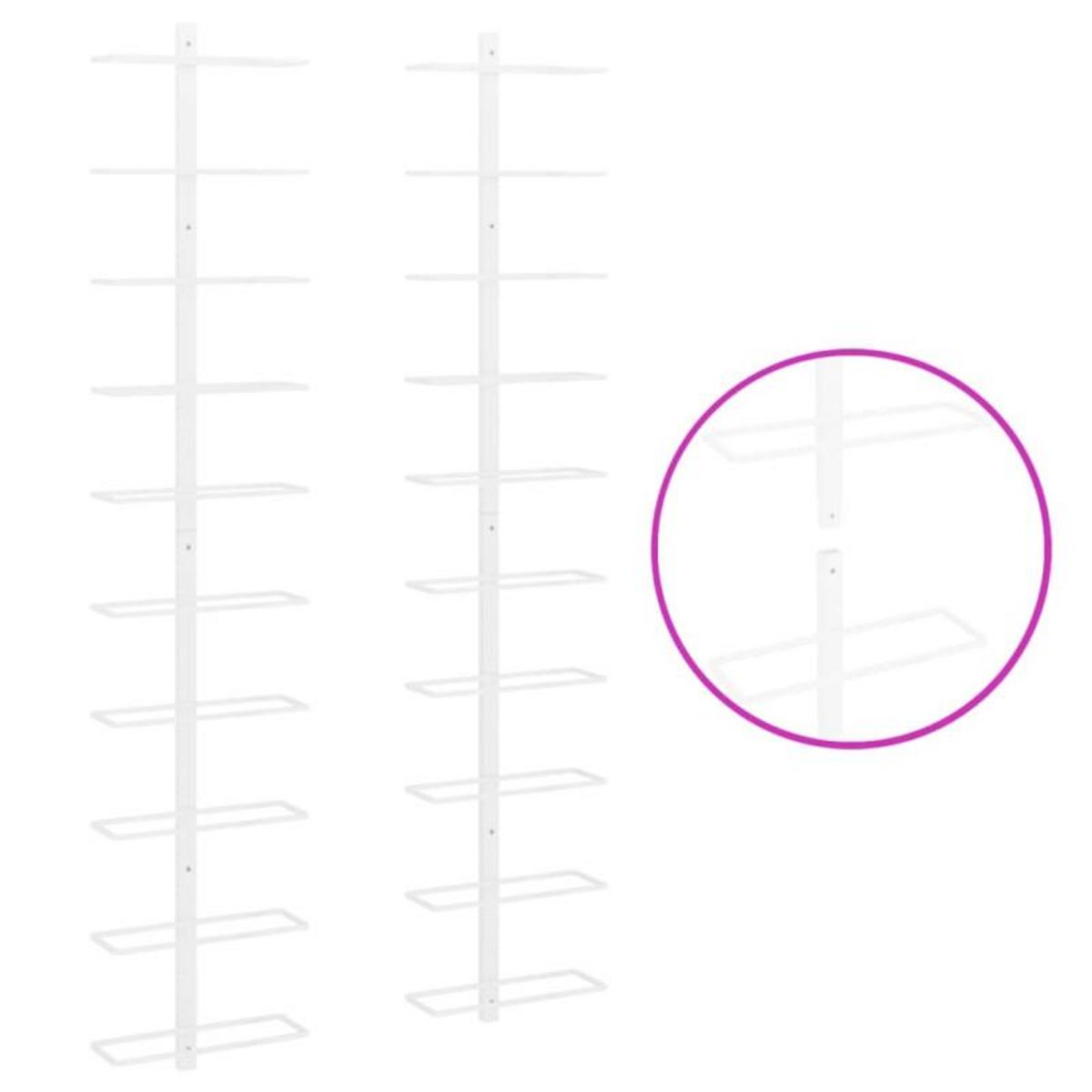 VIDAXL Casier à vin mural pour 10 bouteilles 2 pcs Blanc Métal