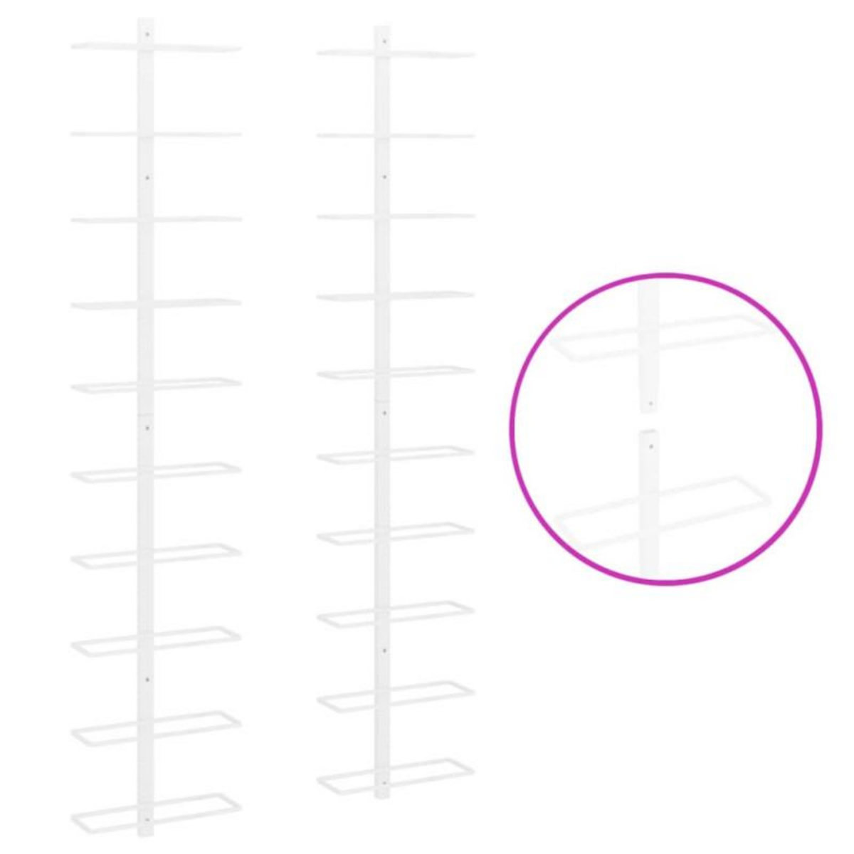 VIDAXL Casier à vin mural pour 10 bouteilles 2 pcs Blanc Métal