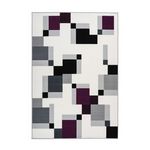 Paris Prix Tapis Géométrique à Poils Courts  Esperanto II  Ivoire & Violet. Coloris disponibles : Blanc