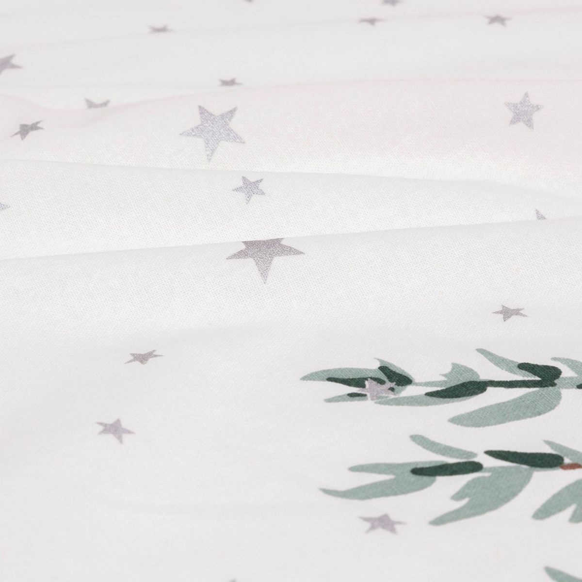 FEERIC LIGHT & CHRISTMAS Nappe de Noël rectangulaire motifs branches et étoiles - 140 x 240 cm - Blanc