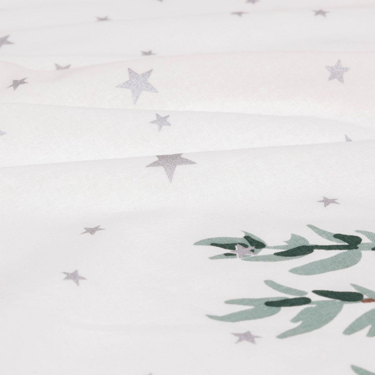 FEERIC LIGHT & CHRISTMAS Nappe de Noël rectangulaire motifs branches et étoiles - 140 x 240 cm - Blanc