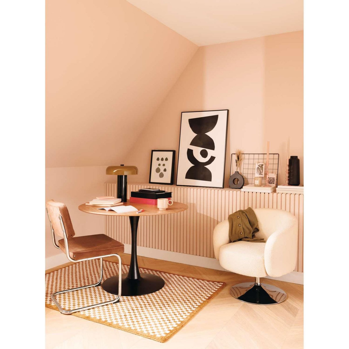 ATMOSPHERA Fauteuil pivotant en bouclette EDITH - Blanc