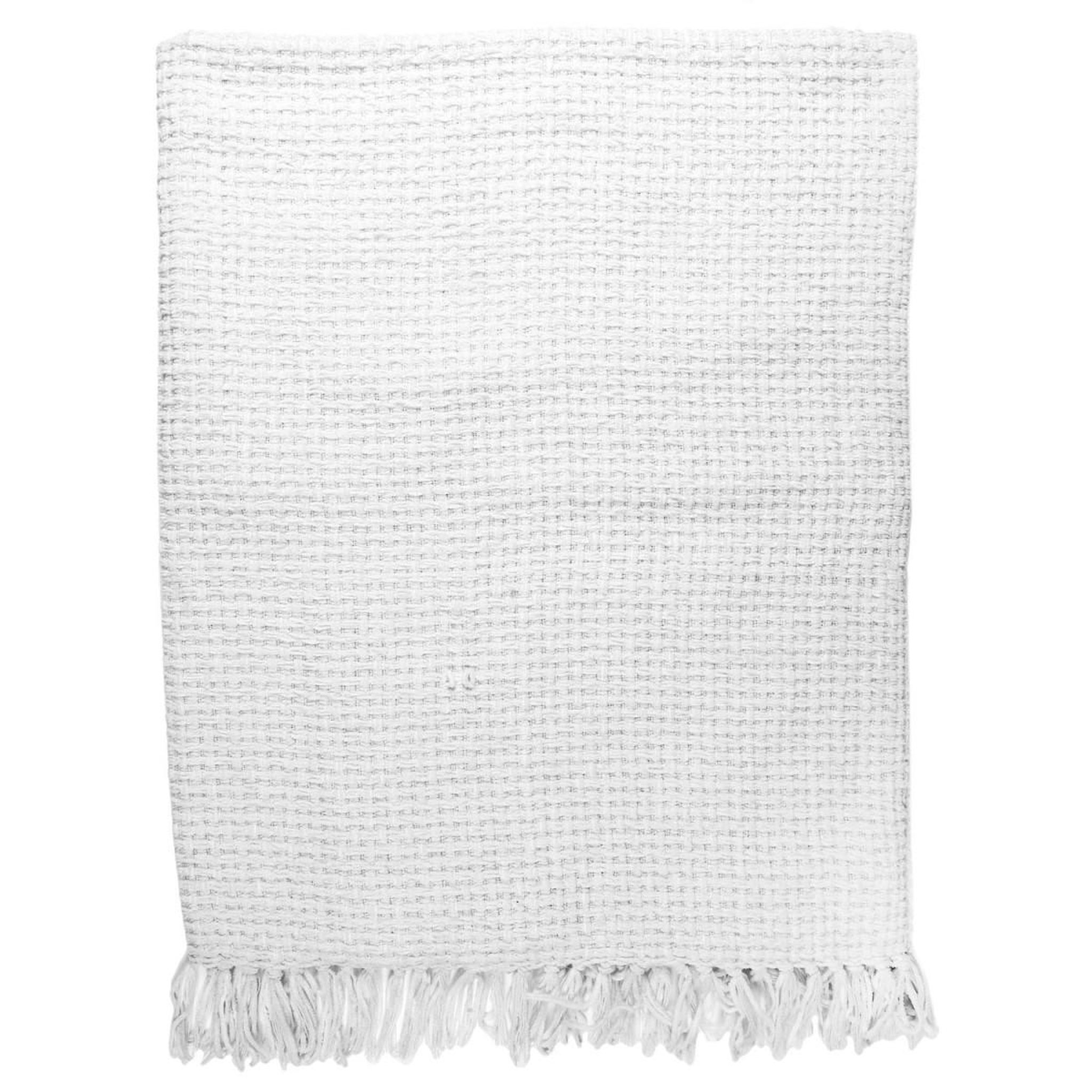 Voir la diapositive 2 : The Home Deco Factory Plaid chenille gaufré  crush  125x150cm blanc
