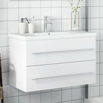 VIDAXL Armoire lavabo de salle de bain avec bassin integre blanc