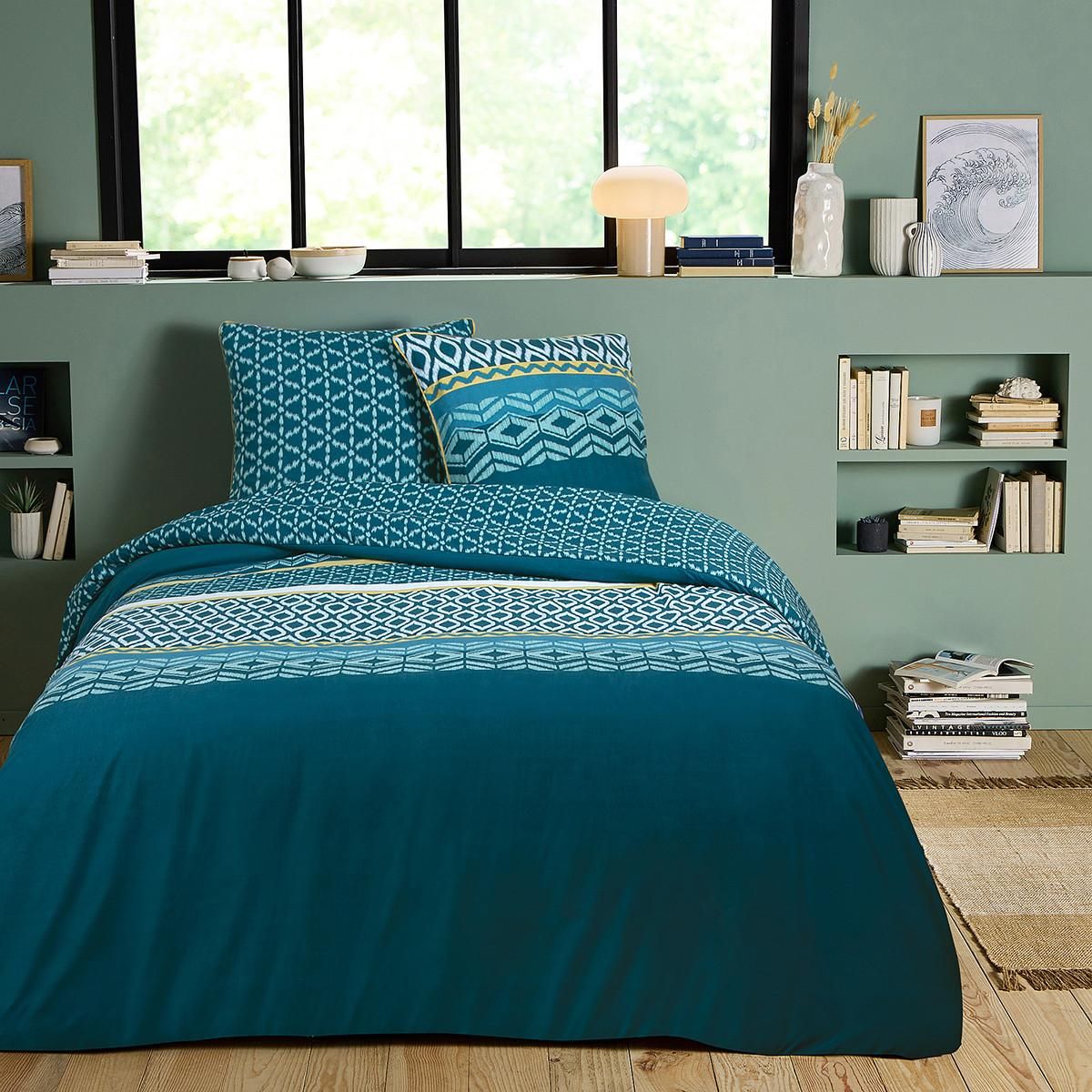 FUTURE HOME Parure de lit double ethnique en microfibre lavée