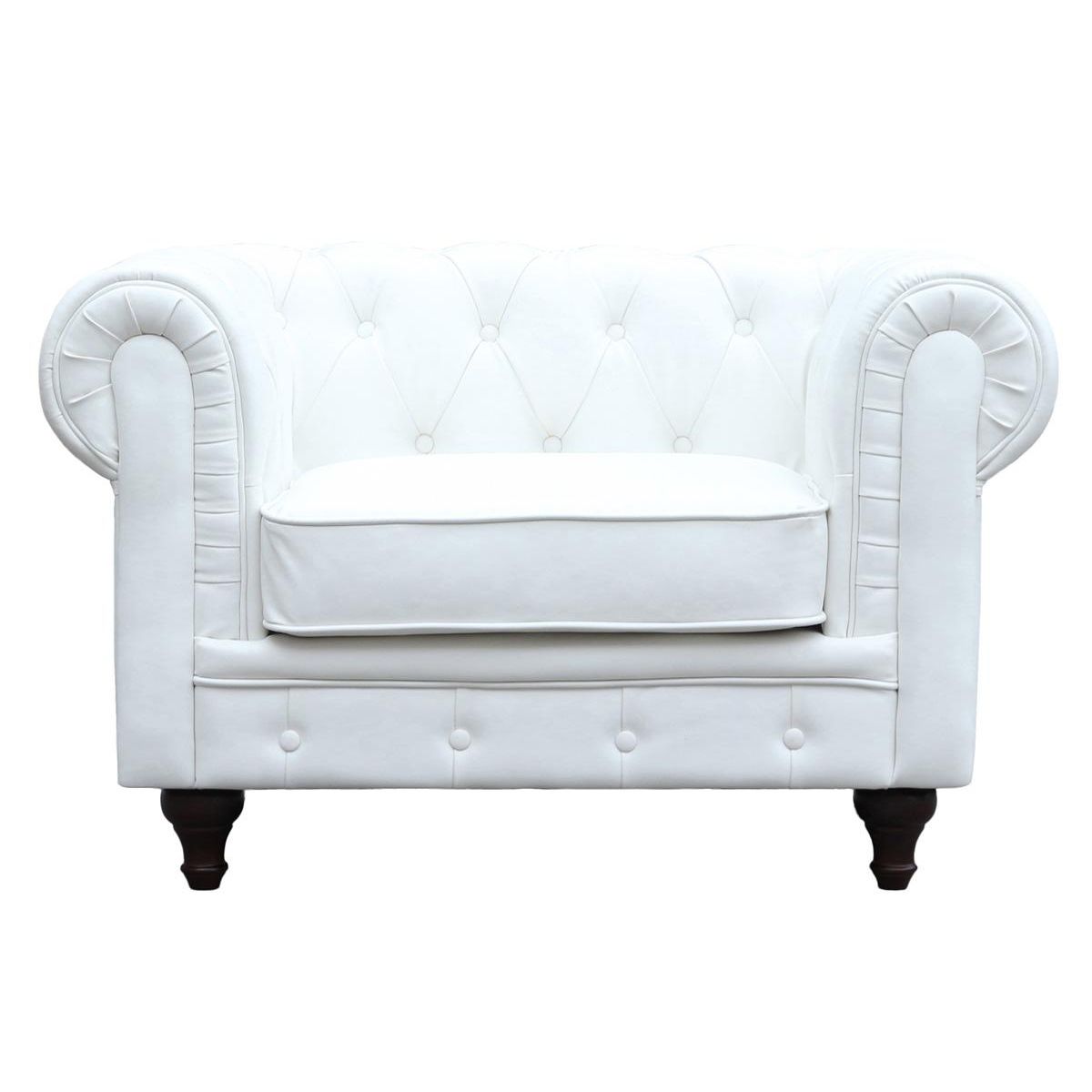 Habitat et Jardin Fauteuil Chesterfield  Aliza  - 111 x 82 x 70 cm - Blanc