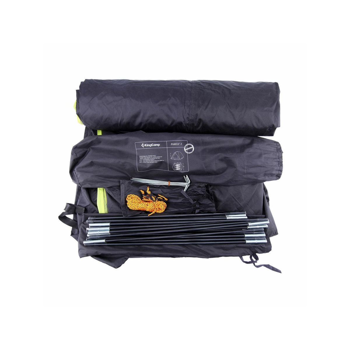 KINGCAMP Tente de camping familiale 3 places - Kingcamp - Modèle Family - 205x205x130 cm