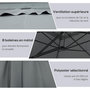 Voir la diapositive 5 : OUTSUNNY Parasol déporté carré dim. 2,5 x 2,5 m piètement inclus métal époxy polyester haute densité anthracite