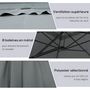 Voir la diapositive 5 : OUTSUNNY Parasol déporté carré dim. 2,5 x 2,5 m piètement inclus métal époxy polyester haute densité anthracite
