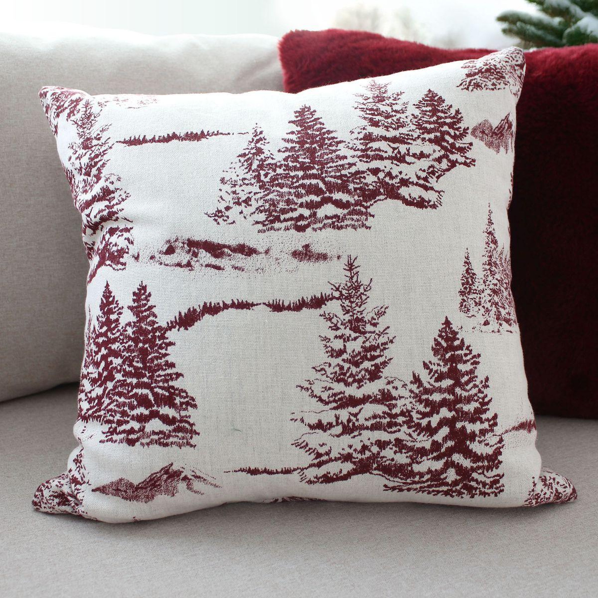 Voir la diapositive 3 : ENJOY HOME Coussin déco de noël  ebène  40x40cm écru & rouge