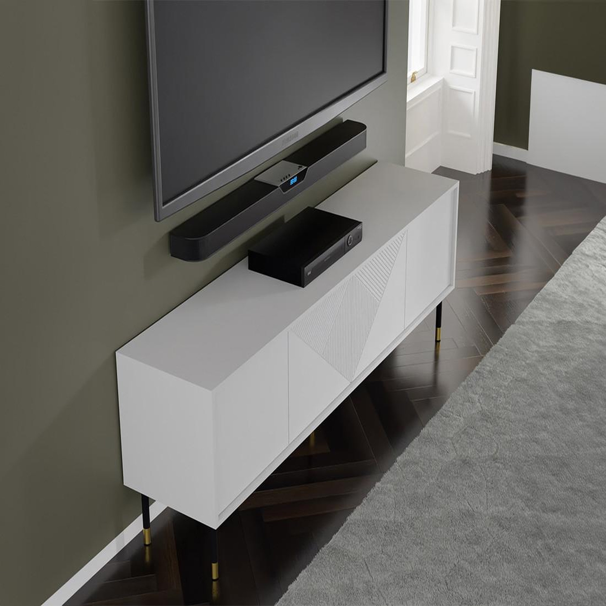 Voir la diapositive 4 : BEST MOBILIER Kirua - meuble tv - 4 portes - 180 cm