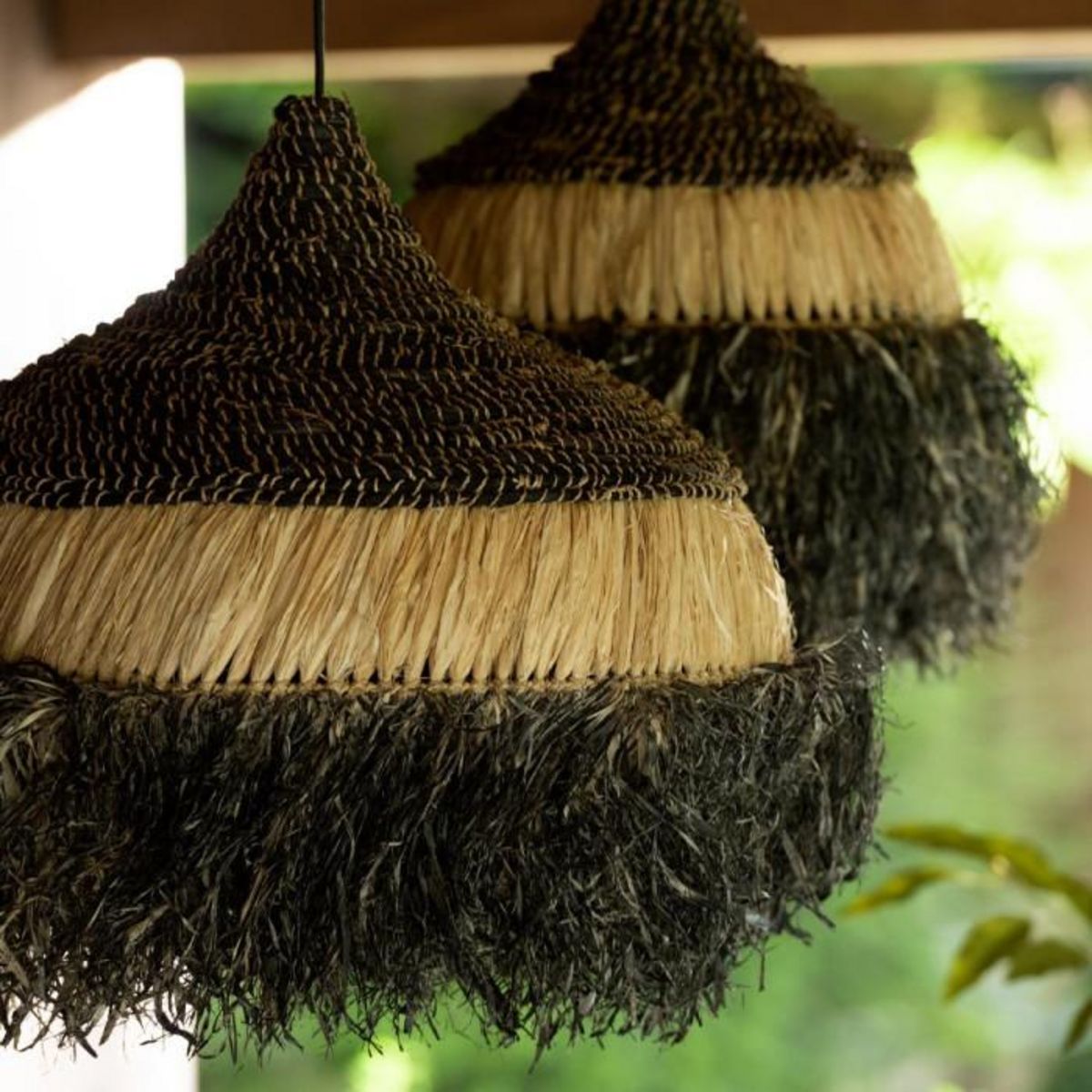 Paris Prix Lampe Suspension en Raphia  Lombok  40cm Noir