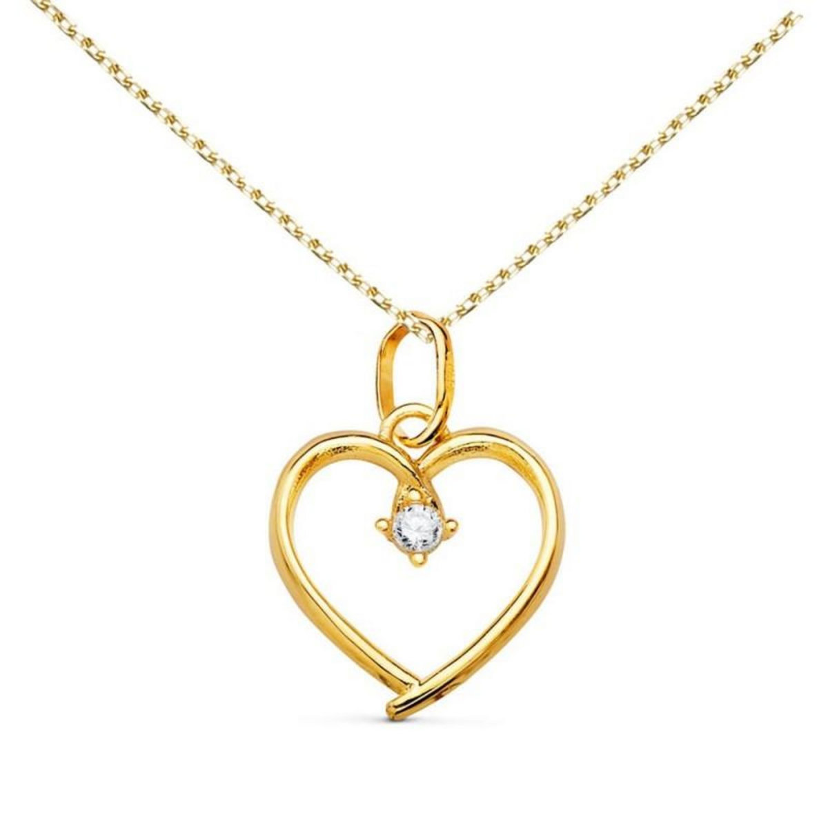 L'ATELIER D'AZUR Collier - Pendentif Or 18 Carats 750/000 Jaune  - Coeur - Chaine Dorée