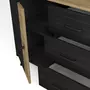 HOMIFAB Buffet 1 porte 3 tiroirs effet bois noir et bois naturel 92 cm - Zack
