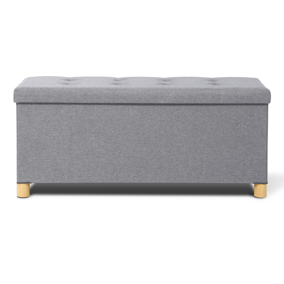 ID MARKET Banc coffre rangement sur pied 100 cm tissu gris clair