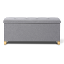 Voir la diapositive 5 : ID MARKET Banc coffre rangement sur pied 100 cm tissu gris clair