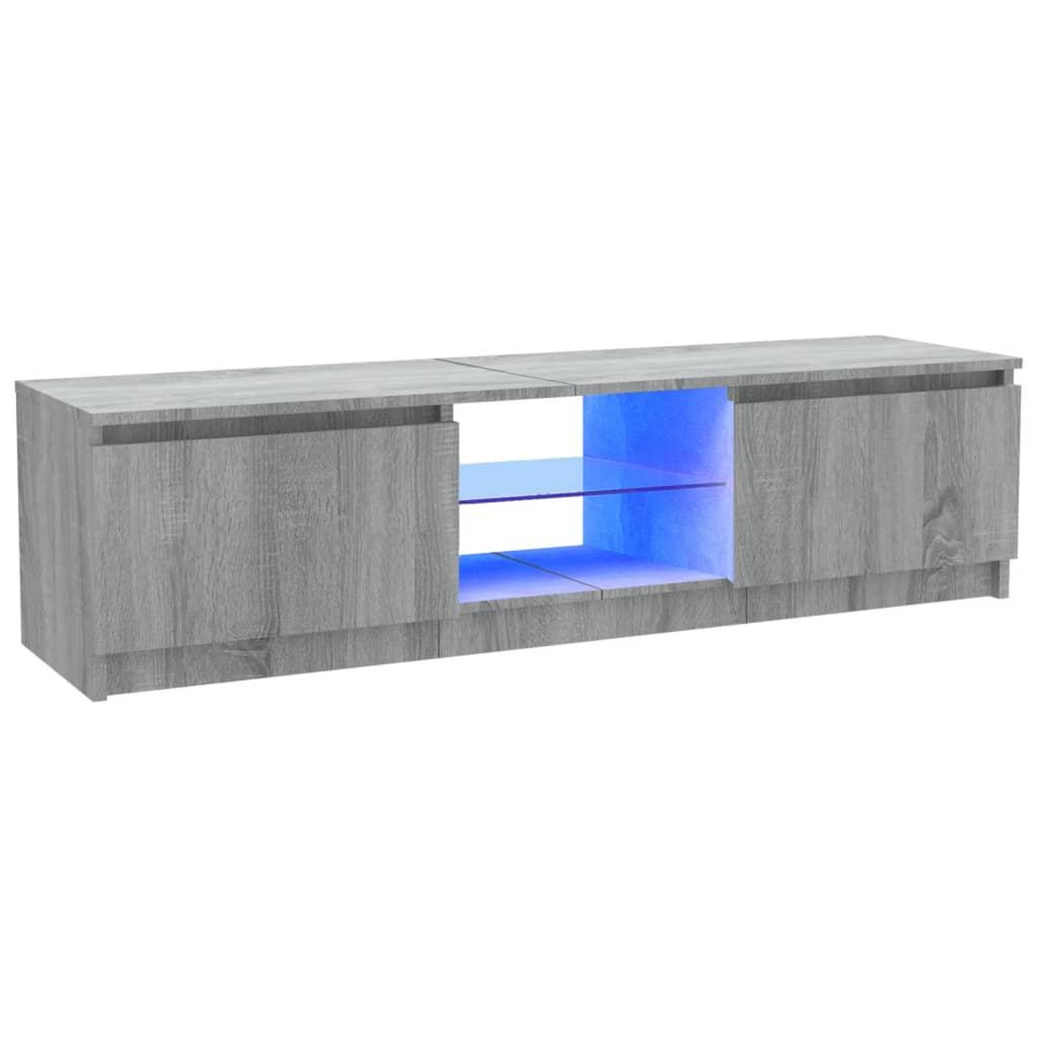 Voir la diapositive 2 : VIDAXL Meuble TV avec lumieres LED sonoma gris 120x30x35,5 cm