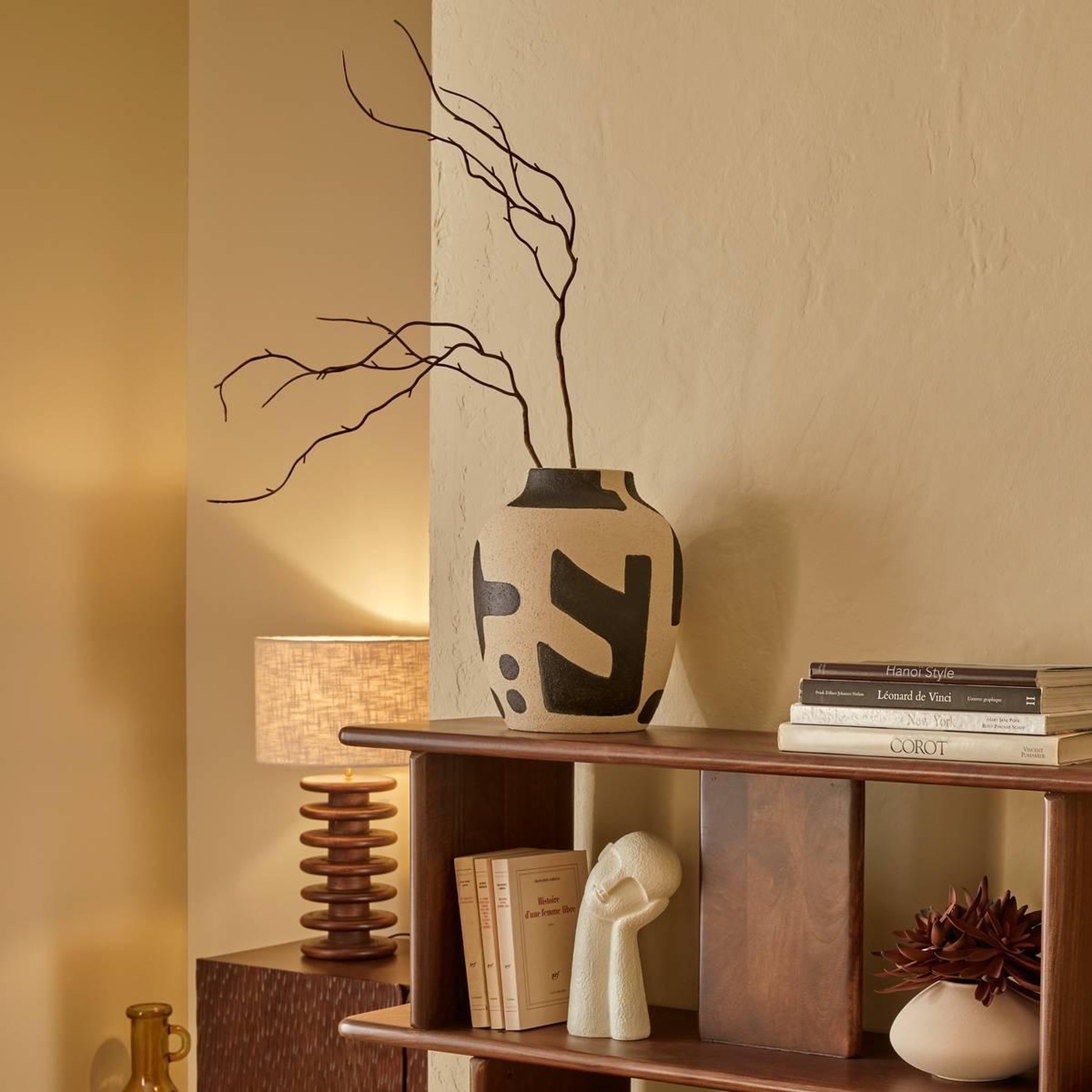 Voir la diapositive 5 : ATMOSPHERA Vase déco en dolomite  nyer  32cm noir & beige