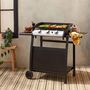 Voir la diapositive 3 : SWEEEK Plancha au gaz 3 brûleurs sur chariot - Porthos - 7.55kW. plancha à gaz avec desserte . cuisine extérieure. plaque émaillée. inox. barbecue