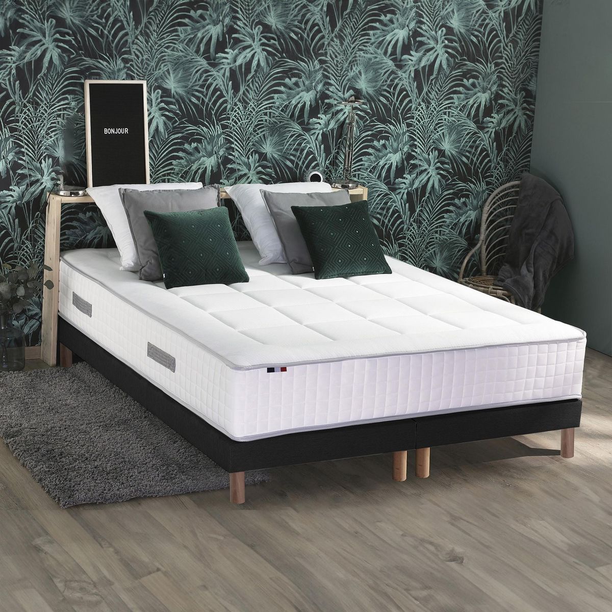 IDLITERIE Ensemble matelas ressorts 7 zones BELLAGIO 2, mémoire de forme et sommier