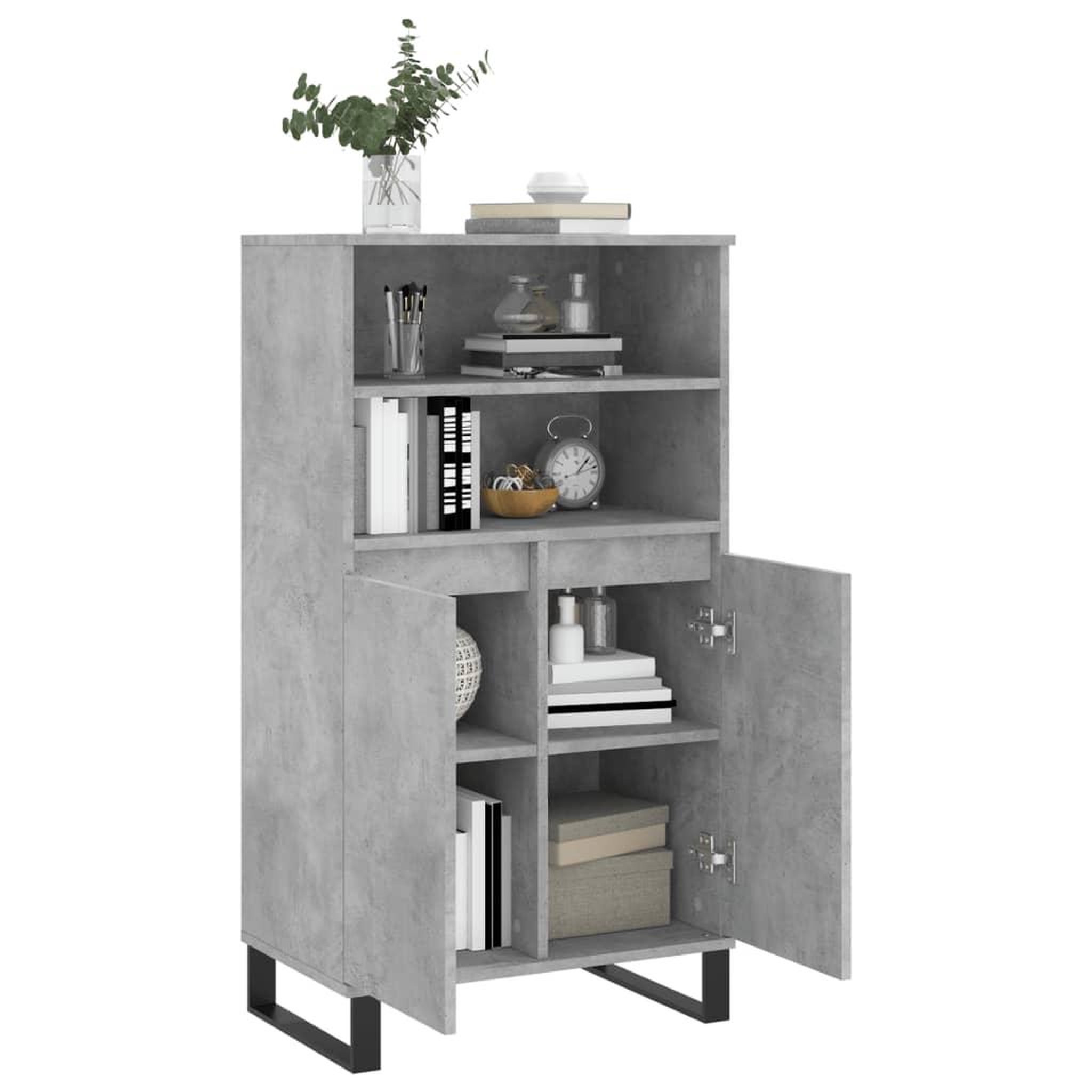 Voir la diapositive 4 : VIDAXL Buffet haut Gris beton 60x36x110 cm Bois d'ingenierie