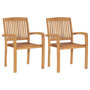 Voir la diapositive 3 : VIDAXL Chaises de jardin lot de 2 et coussins taupe Bois teck massif