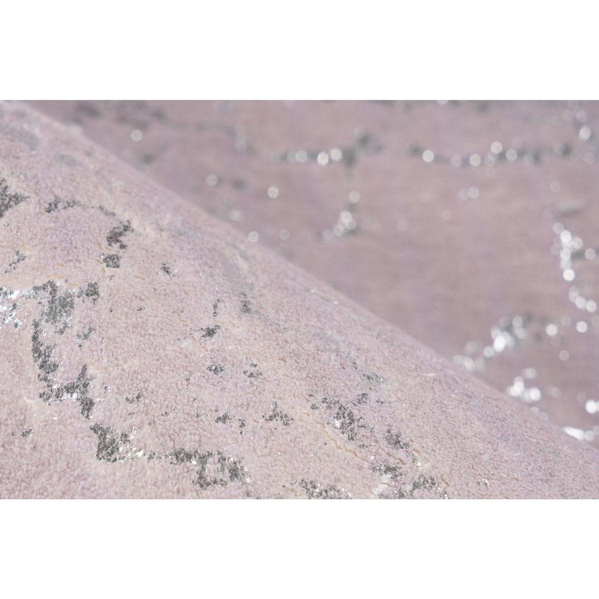 Paris Prix Tapis Marbré à Poils Longs  Bijou  Taupe & Argent