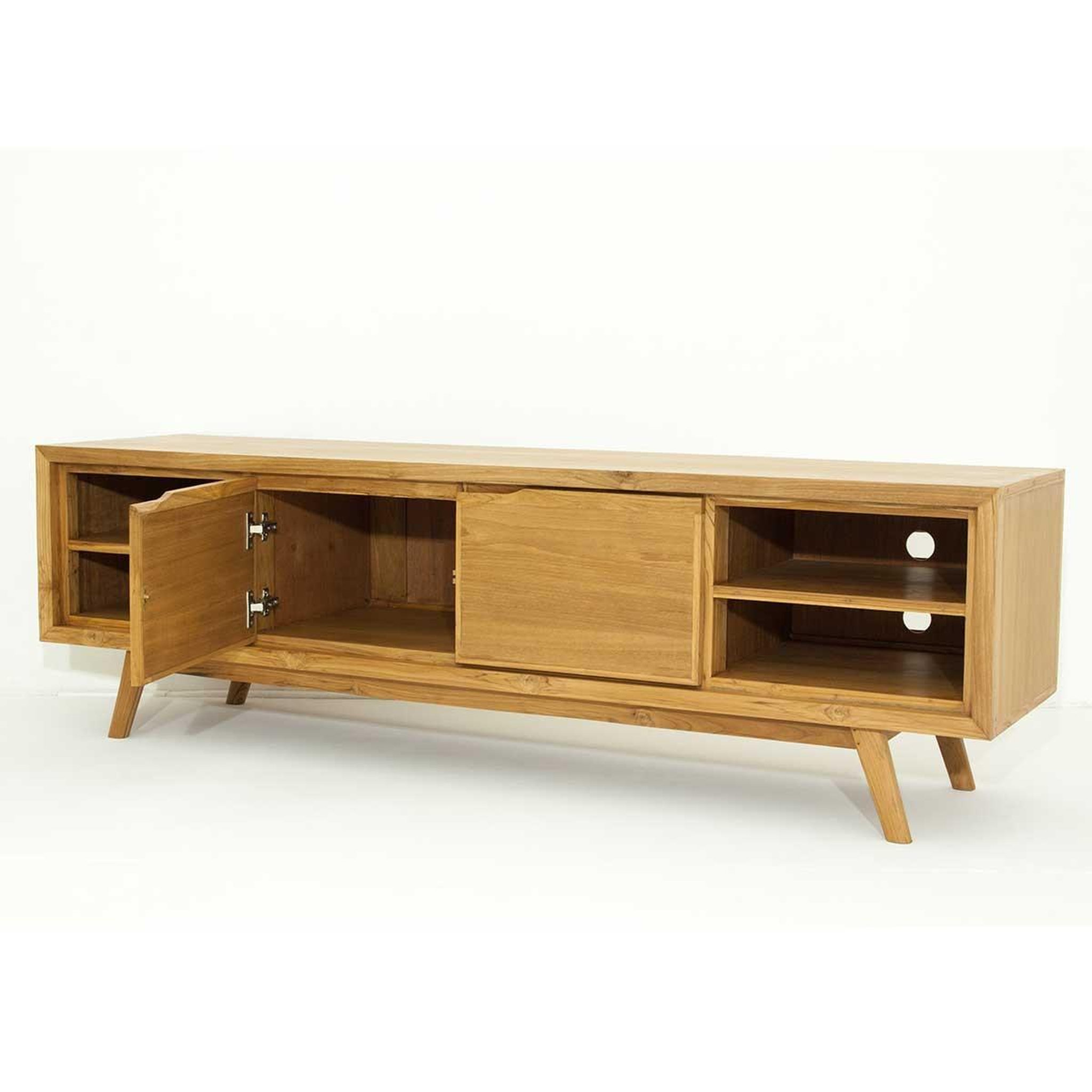 Voir la diapositive 3 : Paris Prix Meuble tv 2 portes 4 niches  fiftees  180cm naturel
