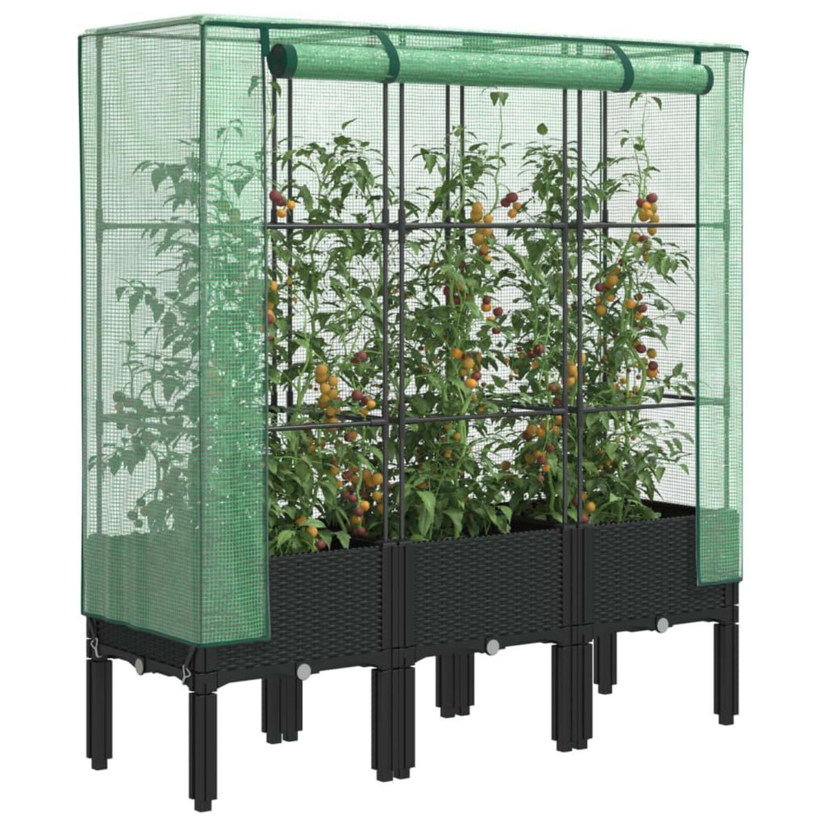 VIDAXL Jardiniere surelevee avec housse aspect rotin 120x40x140 cm