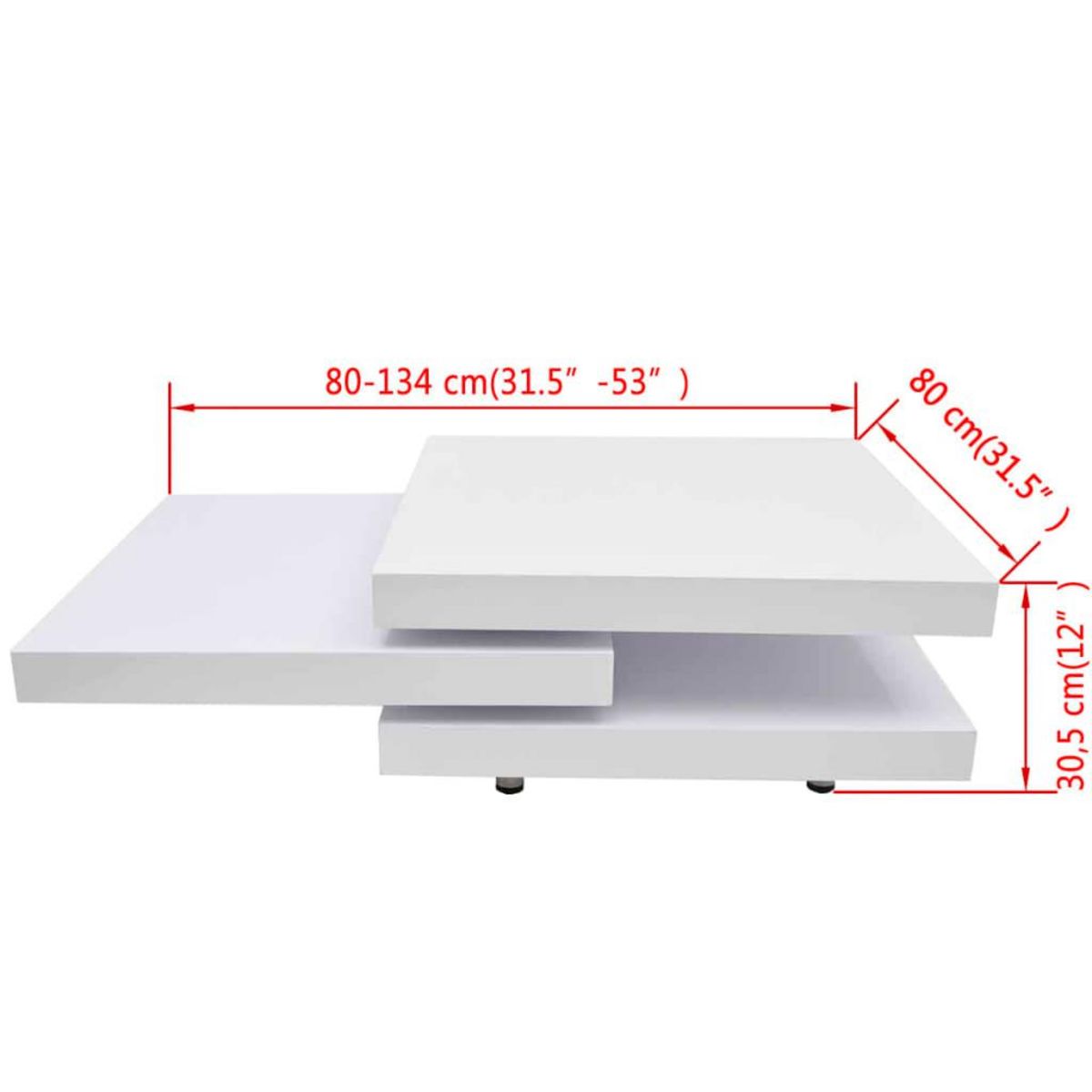 VIDAXL Table basse 3 etageres blanc brillant