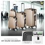 Voir la diapositive 3 : tectake Set de valises rigides 4 pièces, 3 Trolleys, 1 Vanity case, Balance et étiquette bagages inclus champagne