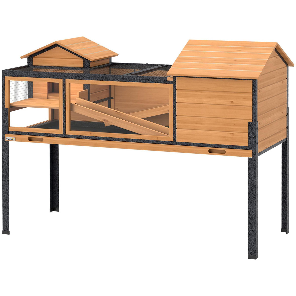 PAWHUT Terrarium design sur pieds - maison pour tortues - niches rampes plateau déjection - acier bois