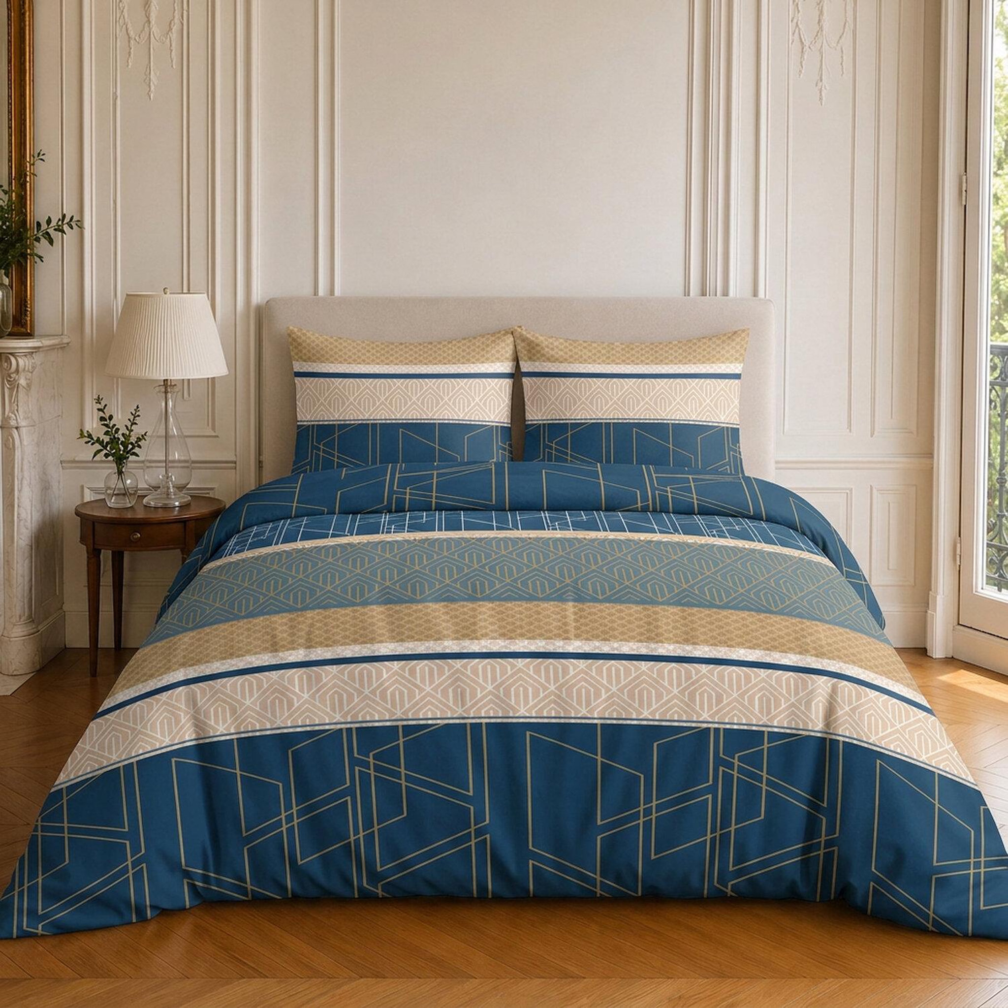 Voir la diapositive 1 : Home collection Parure housse de couette imprimée 100% coton 57 fils - ulysse