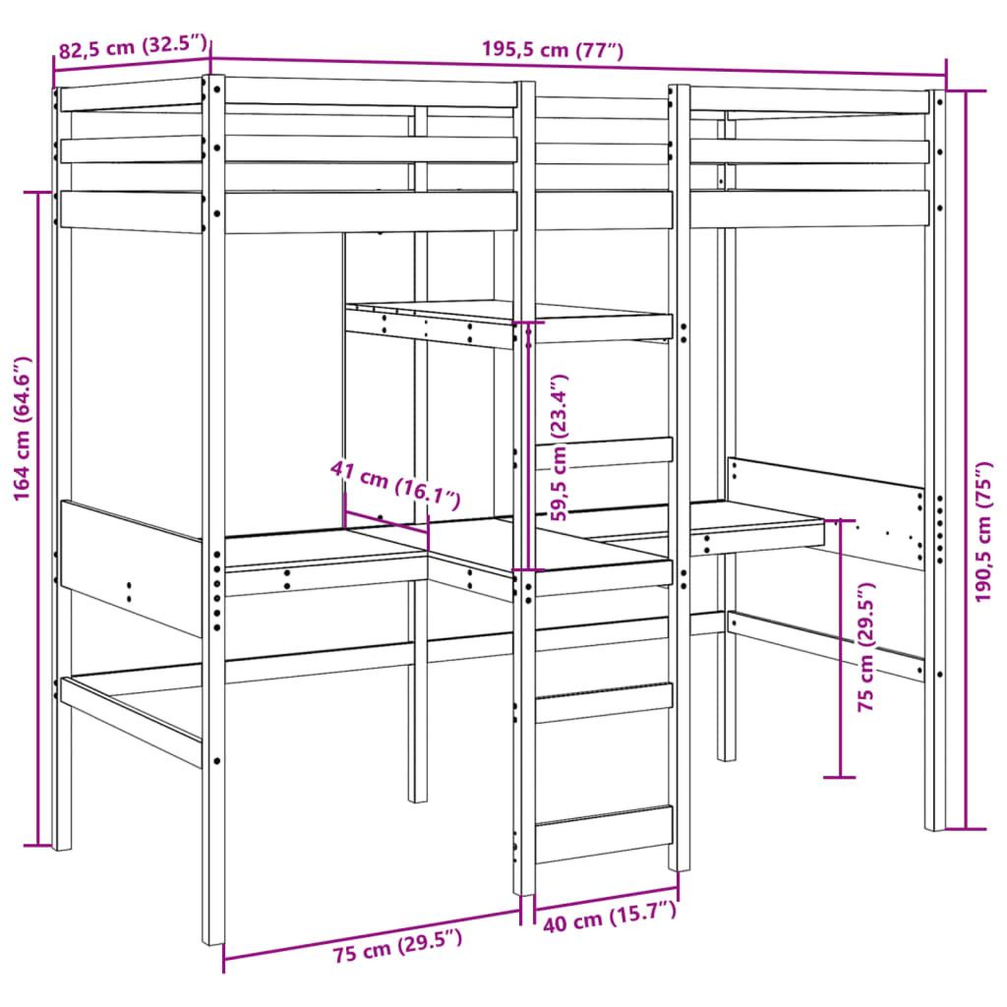 Voir la diapositive 6 : VIDAXL Cadre de lit superpose sans matelas blanc 75x190 cm pin massif