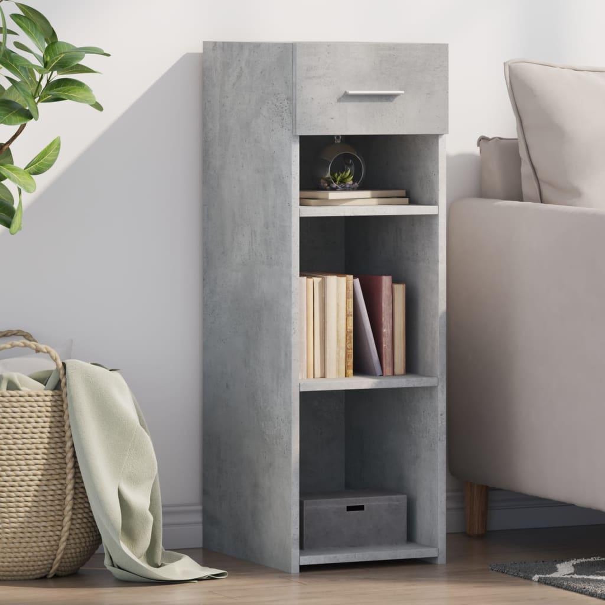 Voir la diapositive 1 : VIDAXL Buffet gris beton 30x42,5x93 cm bois d'ingenierie