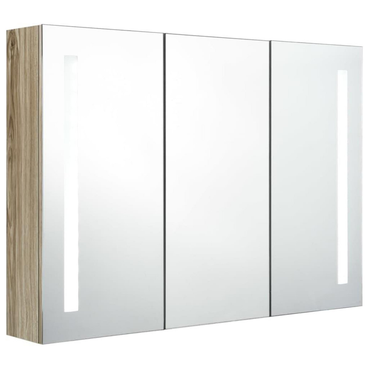 VIDAXL Armoire de salle de bain a miroir LED 89x14x62 cm chene