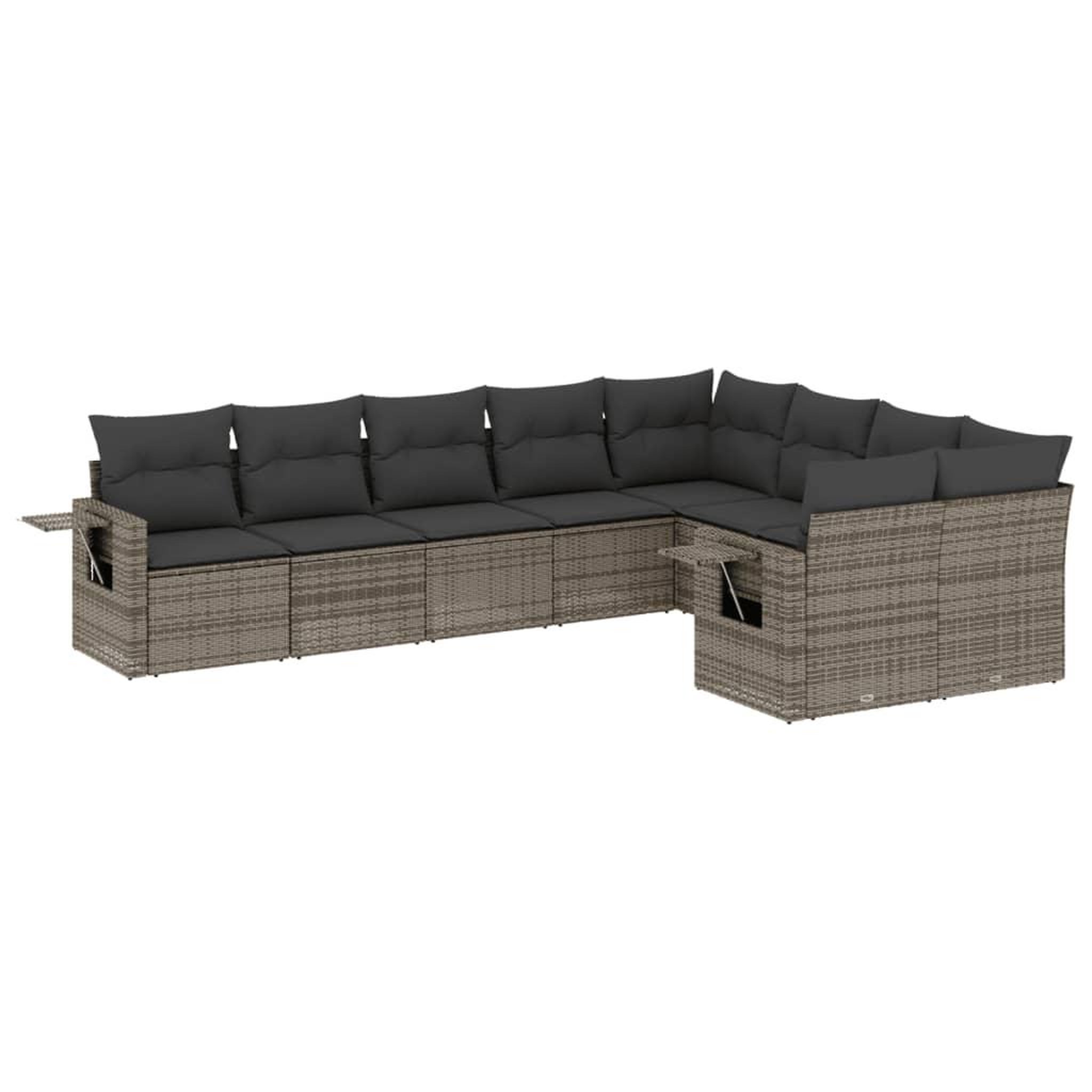 Voir la diapositive 2 : VIDAXL Salon de jardin 9 pcs avec coussins gris resine tressee