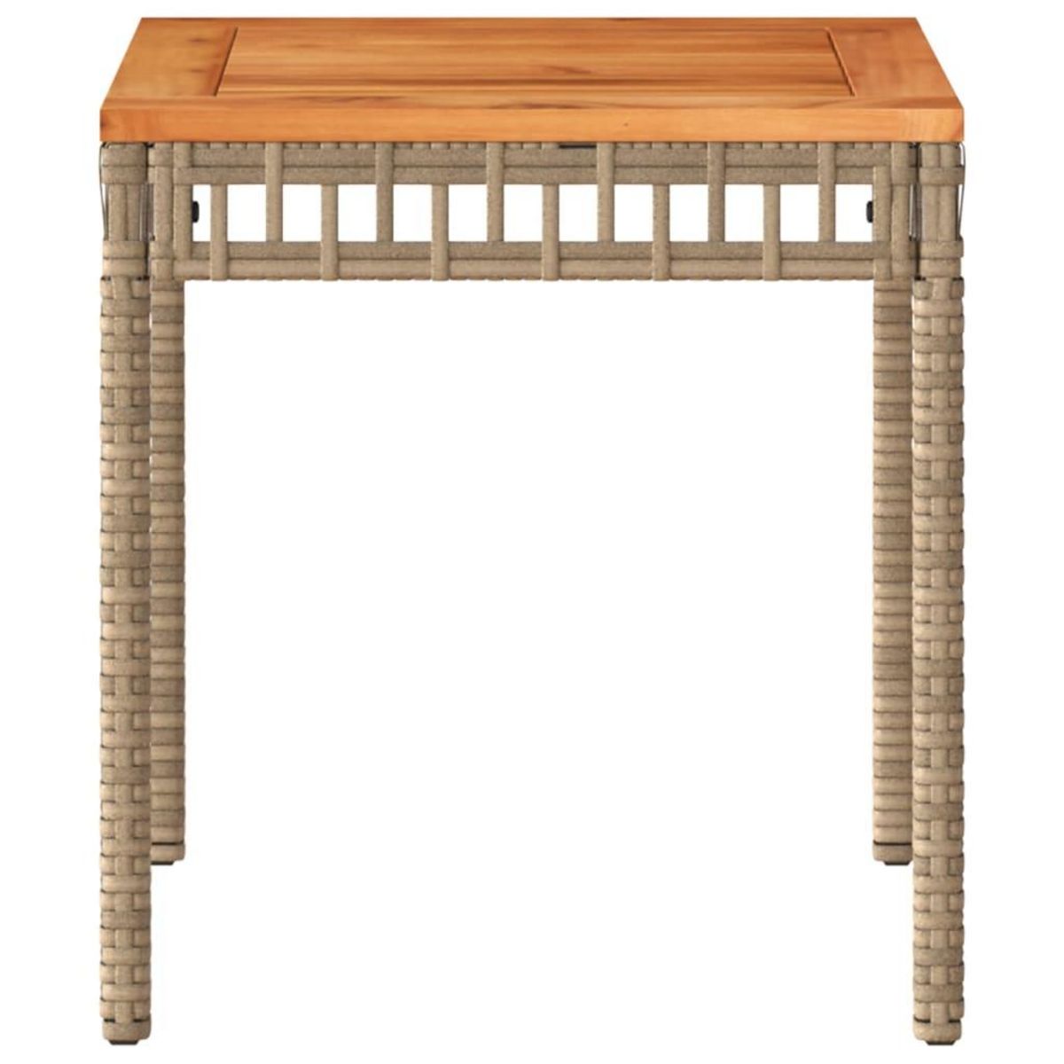 VIDAXL Table de jardin melange beige 38x38x42 cm rotin et bois acacia