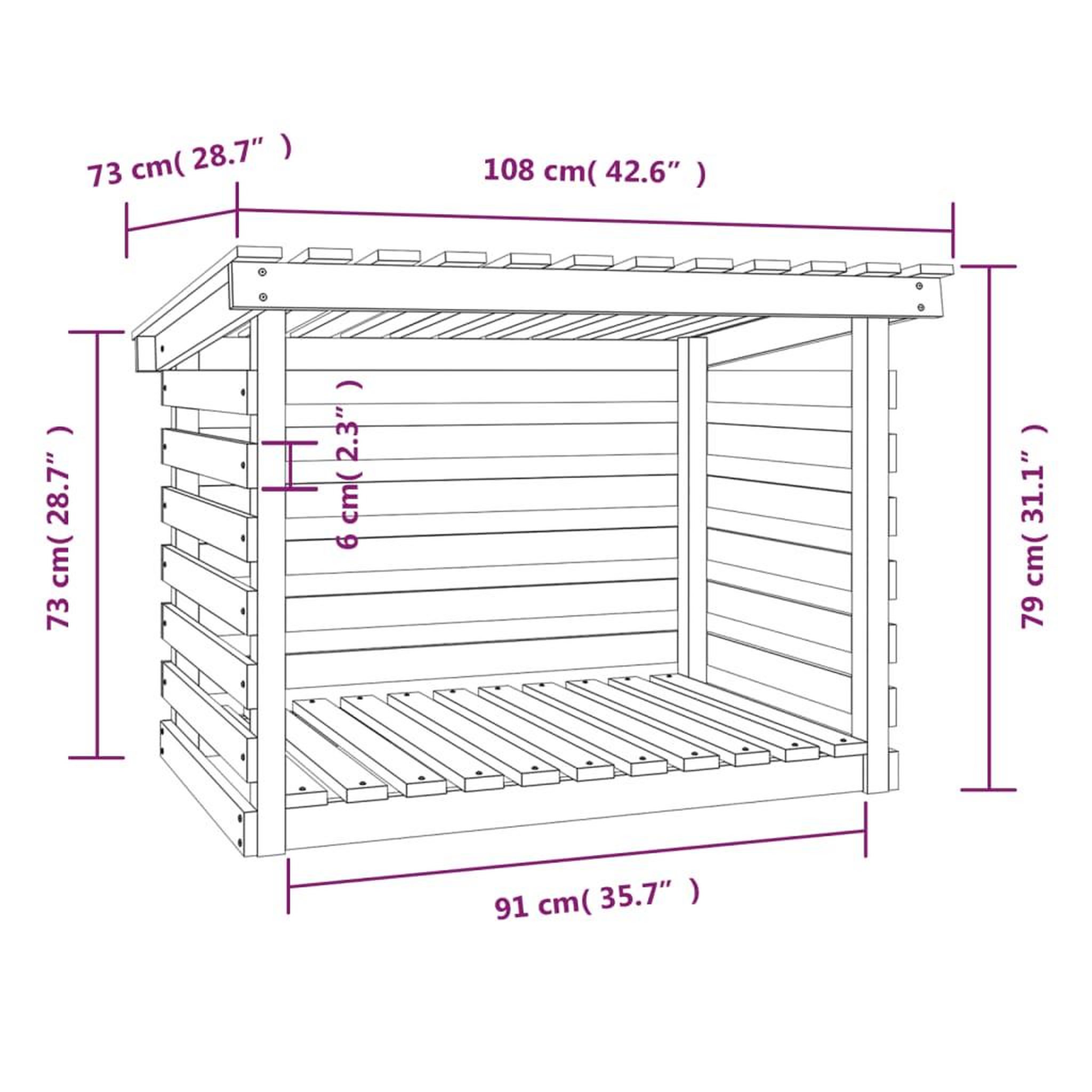 Voir la diapositive 6 : VIDAXL Support pour bois de chauffage Noir 108x73x79 cm Bois de pin