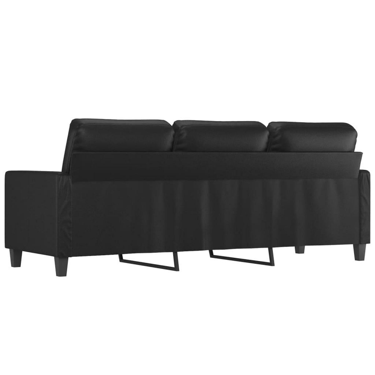 VIDAXL Canape a 3 places Noir 180 cm Similicuir